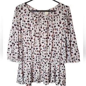 Melloday Lilac Leopard Print Blouse Womens Size XL